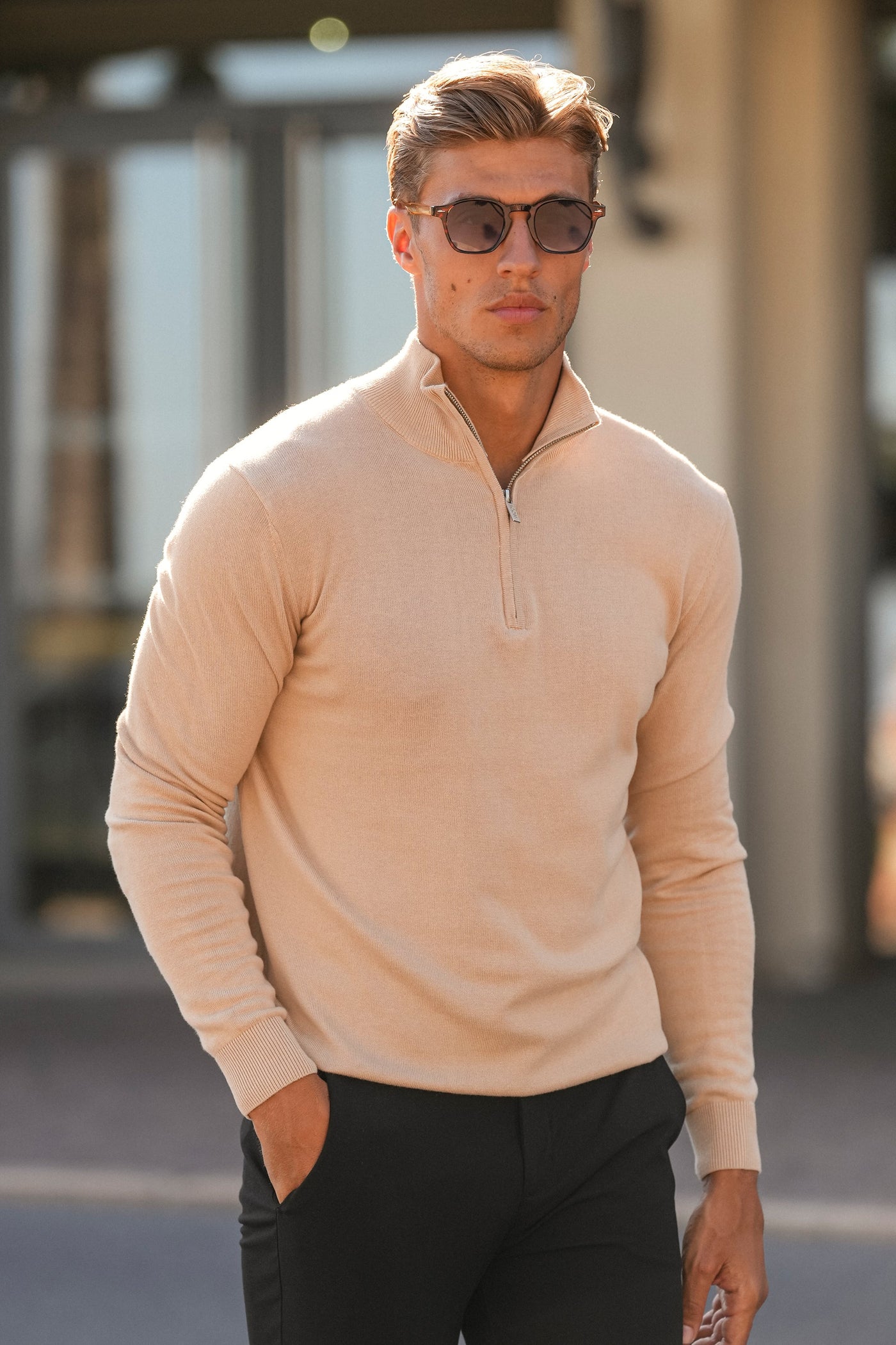 THE SANTONI™  HALF ZIP - IRISH CREAM